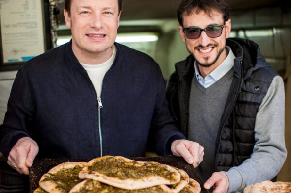 Izzeldin with chef Jamie Oliver